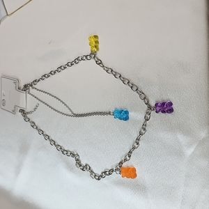 2 layer Gummy bear silver shade necklace